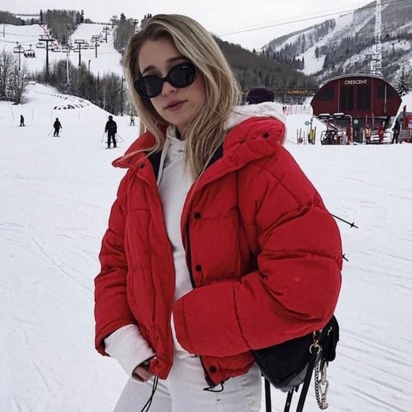 Zara Jackets & Blazers - Zara Red Crop Puffer Jacket